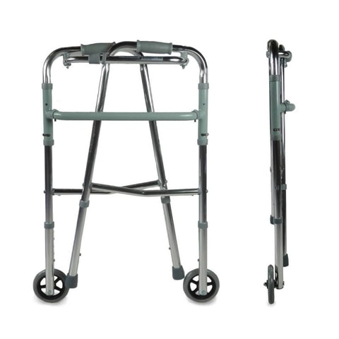 Andador plegable con dos ruedas