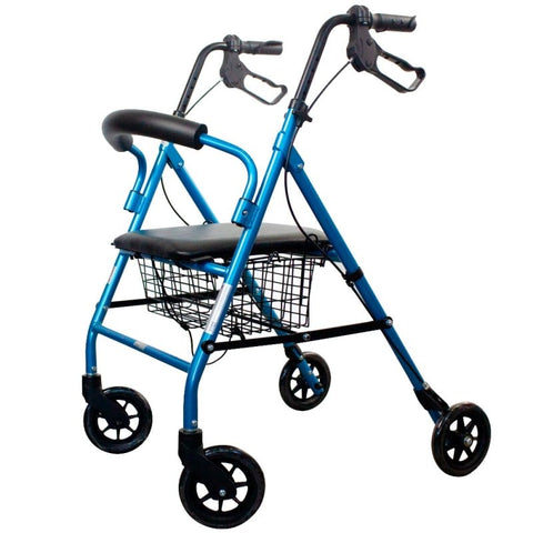 Andador plegable de 4 ruedas y frenos en manetas