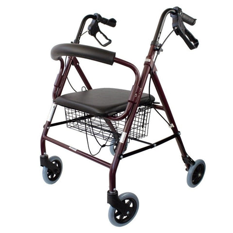 Andador plegable de 4 ruedas y frenos en manetas