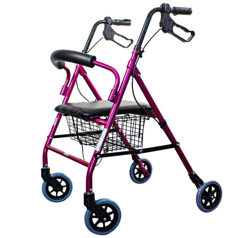 Andador plegable de 4 ruedas y frenos en manetas
