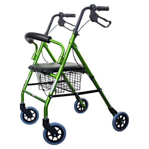 Andador plegable de 4 ruedas y frenos en manetas