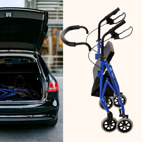 Andador Rollator Plegable | Asiento, Cesta y 4 Ruedas