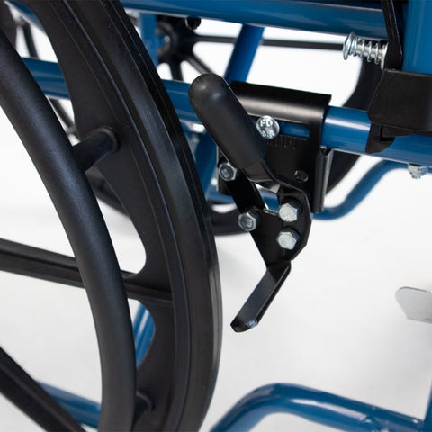 Silla de ruedas plegable con ruedas grandes extraíbles, color azul
