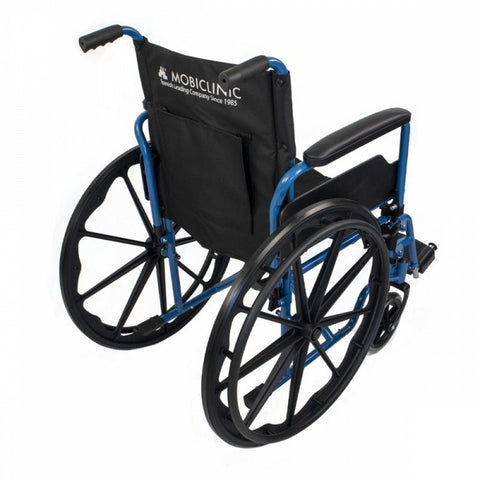 Silla de ruedas plegable con ruedas grandes extraíbles, color azul