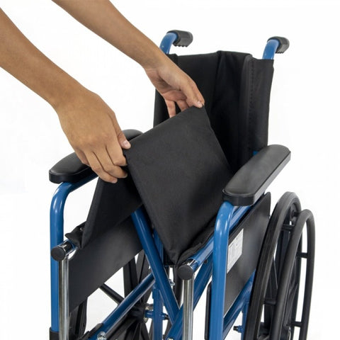Silla de ruedas plegable con ruedas grandes extraíbles, color azul