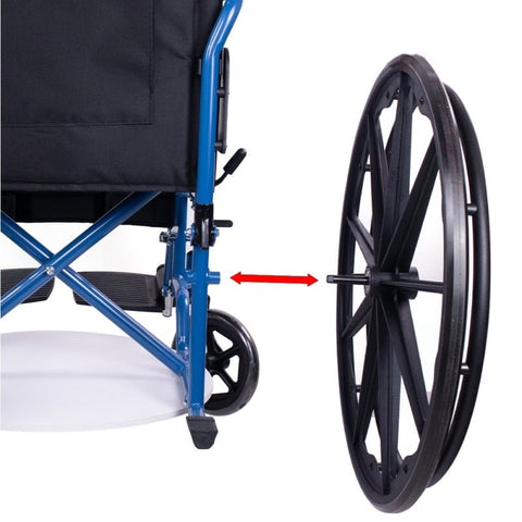 Silla de ruedas plegable con ruedas grandes extraíbles, color azul
