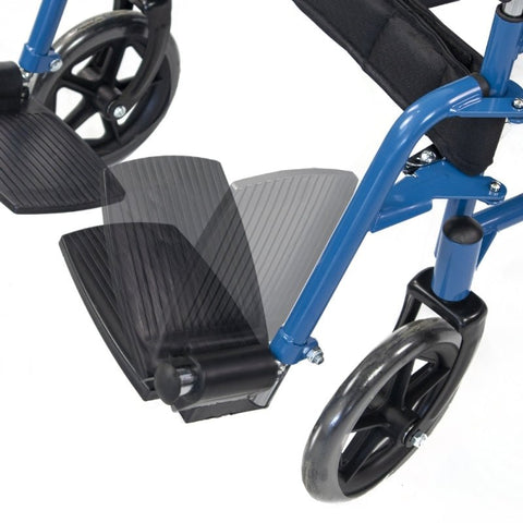 Silla de ruedas plegable con ruedas grandes extraíbles, color azul
